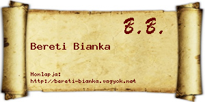 Bereti Bianka névjegykártya